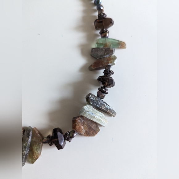 $92 Beautiful Sterling, Pearl & Kyanite Smokey Quartz- 92 Grams - Picture 5 of 16